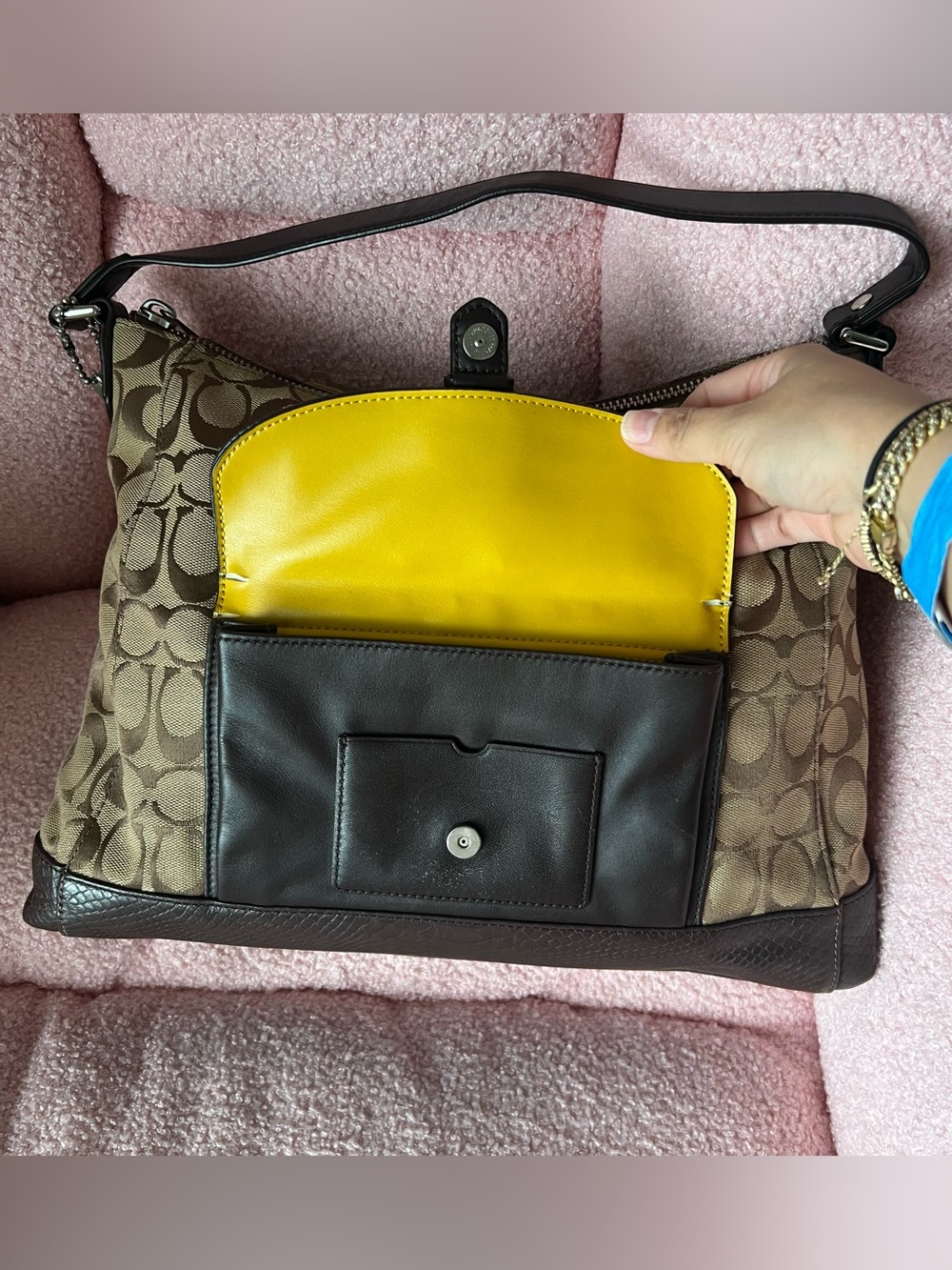 Coach Charlie Signature Python Hobo Shoulder Bag - Picture 6 of 7